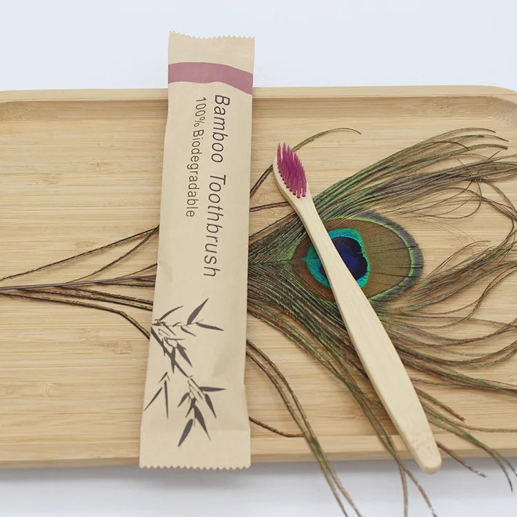 STNCY Bamboo Toothbrushes 100Pcs Eco Friendly Resuable Toothbrush Adult Wooden Soft Tooth Brush Eco Friendly Vegan