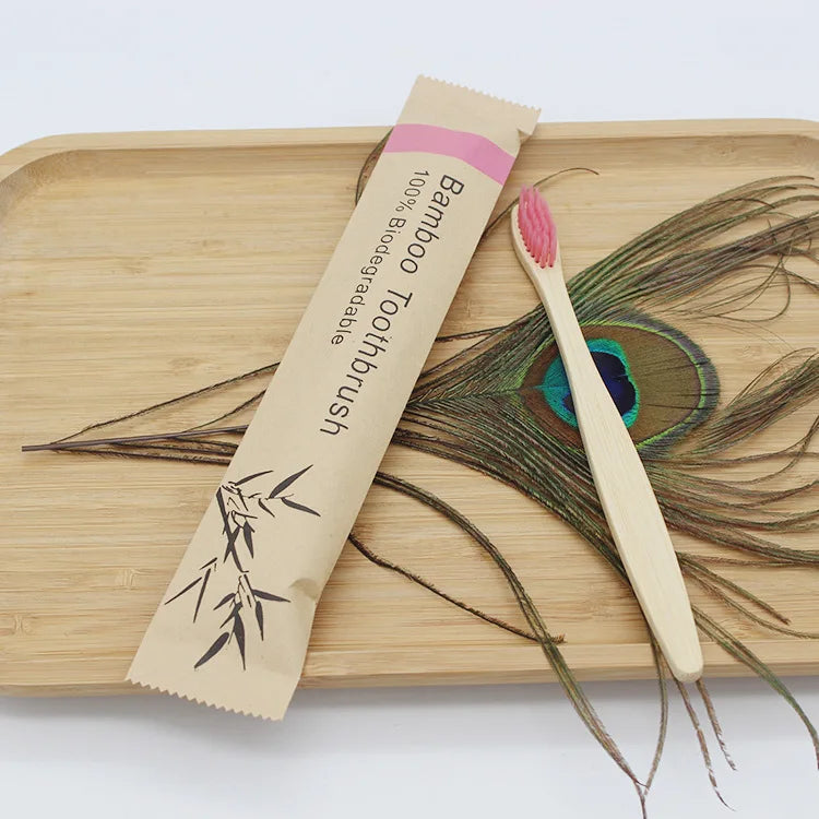 STNCY Bamboo Toothbrushes 100Pcs Eco Friendly Resuable Toothbrush Adult Wooden Soft Tooth Brush Eco Friendly Vegan