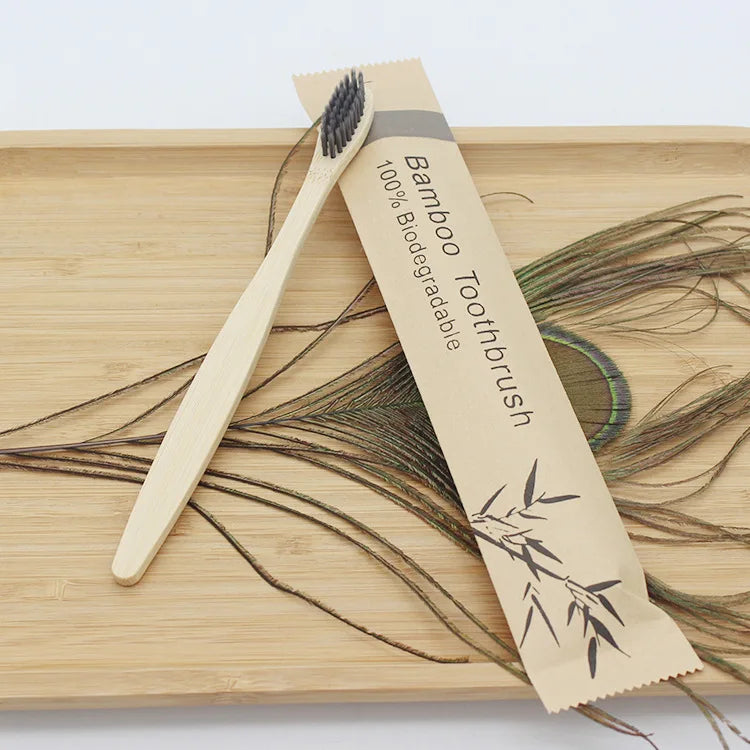 STNCY Bamboo Toothbrushes 100Pcs Eco Friendly Resuable Toothbrush Adult Wooden Soft Tooth Brush Eco Friendly Vegan