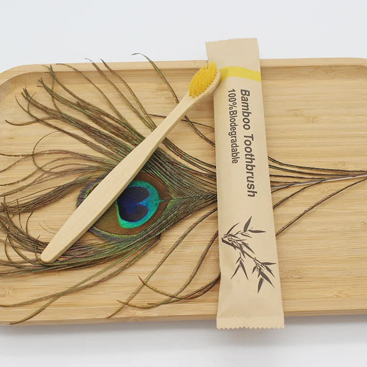 STNCY Bamboo Toothbrushes 100Pcs Eco Friendly Resuable Toothbrush Adult Wooden Soft Tooth Brush Eco Friendly Vegan