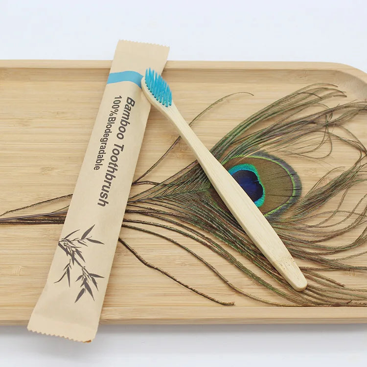 STNCY Bamboo Toothbrushes 100Pcs Eco Friendly Resuable Toothbrush Adult Wooden Soft Tooth Brush Eco Friendly Vegan
