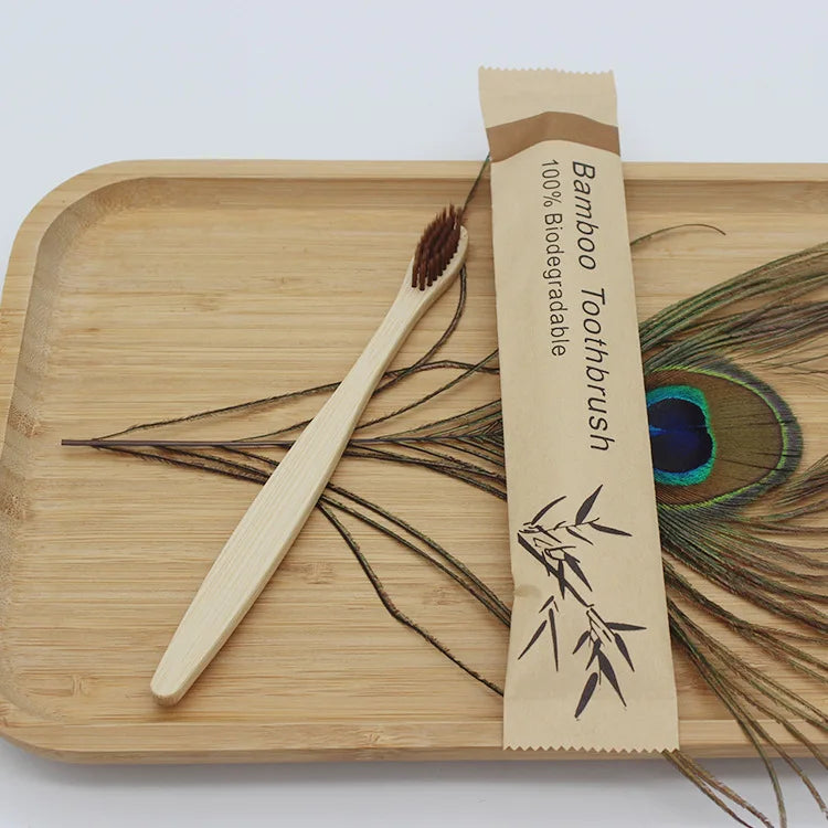 STNCY Bamboo Toothbrushes 100Pcs Eco Friendly Resuable Toothbrush Adult Wooden Soft Tooth Brush Eco Friendly Vegan