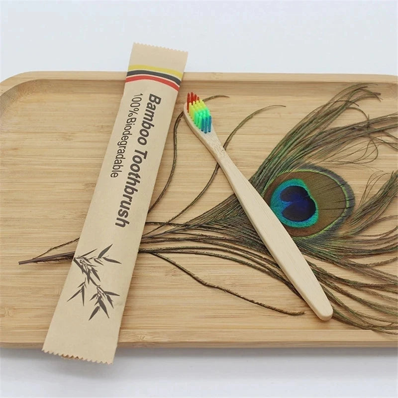 STNCY Bamboo Toothbrushes 100Pcs Eco Friendly Resuable Toothbrush Adult Wooden Soft Tooth Brush Eco Friendly Vegan